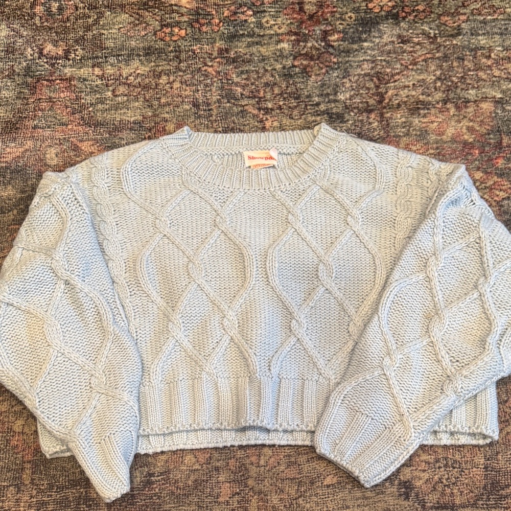 Showpo Baby Blue Diamond Knit Sweater